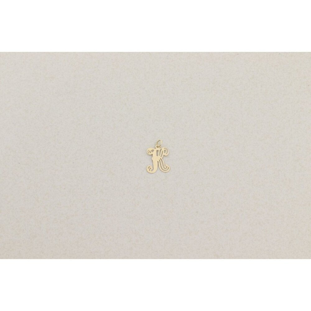Pendant Only 14k Yellow Gold Letter 'K' Pendant Initial K Design 3/4" x 1/2" - Picture 5 of 6